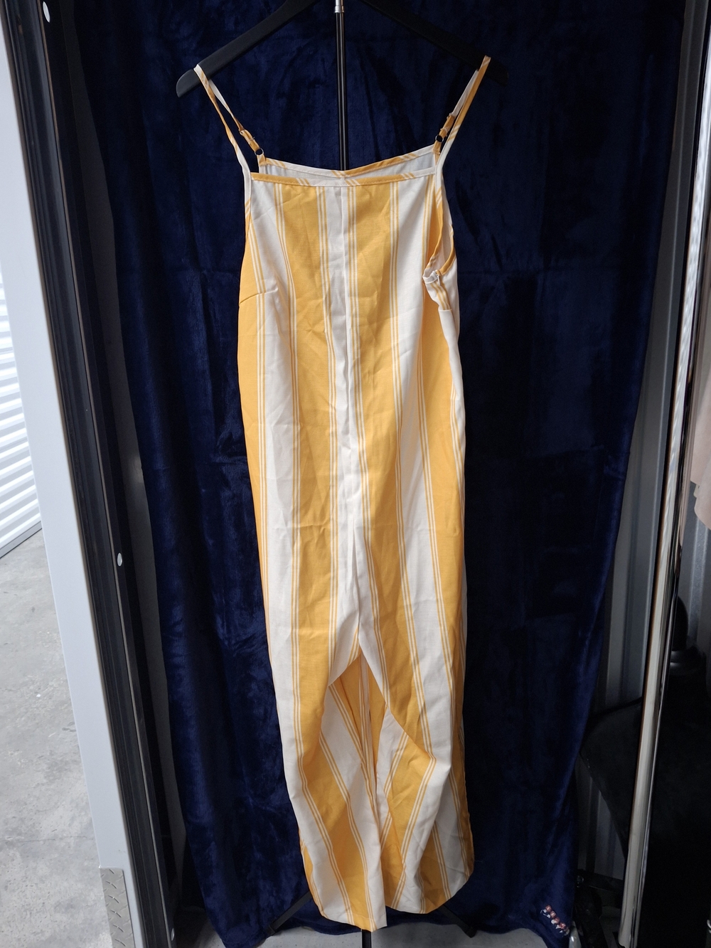 Yellow & White Striped Spaghetti-Strap Jumpsuit